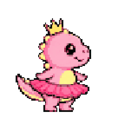 Animated pixel dino princess dancing